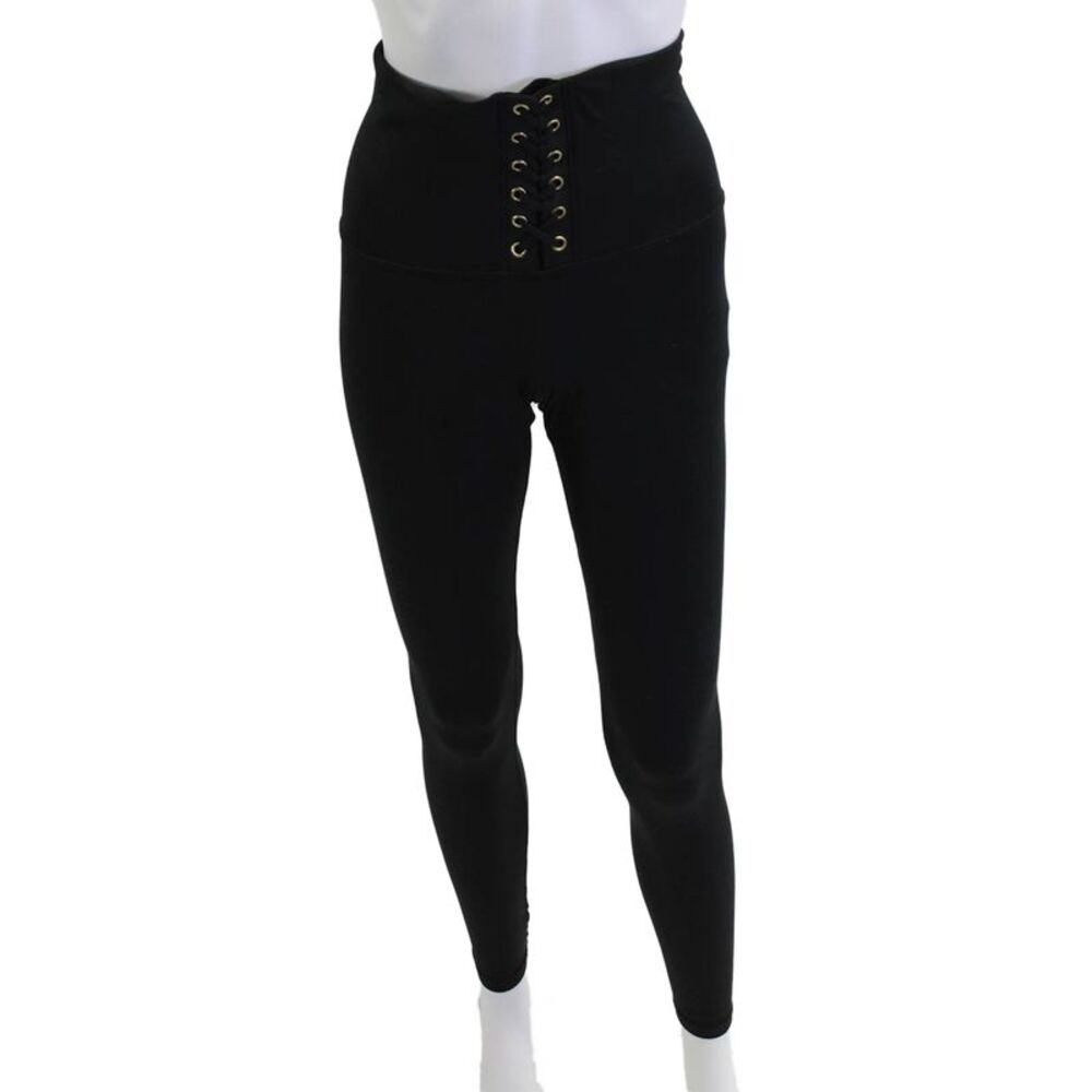 We Wore What Womens Ankle Jeggings Black Lace Up Gothic Size M